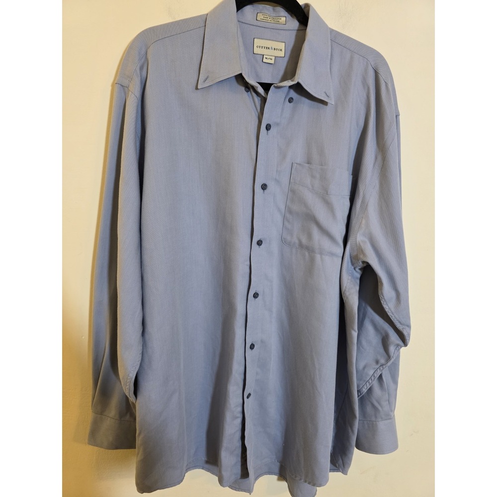 Cutter and Buck Button Down Shirt‎ Men's XL Long Sleeve Blue Cotton Career Work